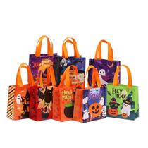 Sacola de presente de Halloween, sacos de transporte de desenhos animados não tecidos, pacote com 12