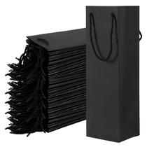 Sacola de presente de vinho WUWEOT Black Kraft com alças, pacote com 50