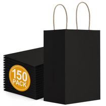 Sacola de presente Dream Kraft Paper, pacote com 150, pequena, preta, 13x8x21cm