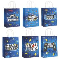 Sacola de presente Game Controller Blue Kraft Paper 15x8x21cm 12 unidades