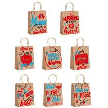 Sacola de presente Kraft Paper Nurse Day 10, pacote 22x16x8cm com alças