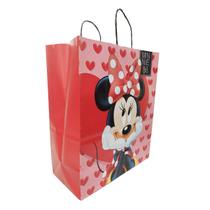 Sacola de Presente Minnie Mouse com Corações Vermelha