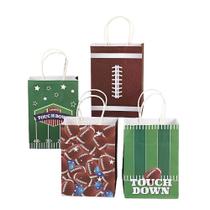 Sacola de presente, papel kraft branco com tema de futebol, 15x8x21cm, pacote com 12