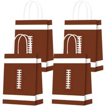 Sacola de presente, papel kraft branco, tema de futebol, pacote com 12