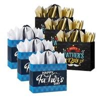 Sacola de presente STYPOP 13 para o Dia dos Pais com papel de seda, pacote com 6 unidades, preta, azul Sacola de presente STYPOP 13 para o Dia dos Pais com papel de seda, pacote com 6 unidades, preta, azul