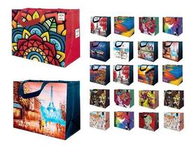 Sacola De Ráfia 35x40x18cm Estampas Sortidas (20 Unidades)