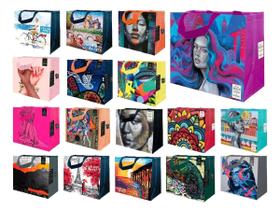 Sacola De Ráfia 35x40x18cm Estampas Sortidas (25 Unidades)