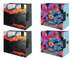 Sacola de Ráfia Retornável 35x40x18cm Sortida (4 unidades)