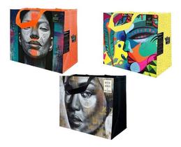 Sacola De Ráfia Retornável 35x40x18cm Sortido (3 Unidades)