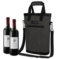 Sacola de vinho Carrier Tote opux com duas garrafas isoladas em cinza carvão