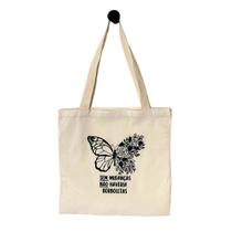 Sacola Ecobag Algodão Cru Tecido Pano Mudanças Borboletas Sacola Ecobag Algodão Cru Tecido Pano Mudanças Borboletas