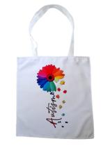 sacola ecobag tecido tema autista Flores