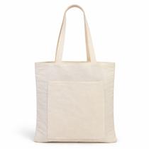 Sacola Ecológica Ecobag Algodão Cru Tote Bag Grande Reutilizável Com 1 ou 2 Bolsos Frontais
