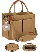 Sacola Fioretto de lona marrom cáqui com zíper e alça