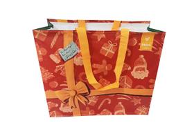 Sacola grande ráfia retornável 39x44x22cm natal presente b4u