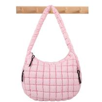 Sacola Iqimott acolchoada Puffer Nylon Bubble Hobo Travel Pink