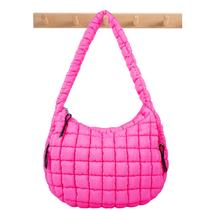 Sacola Iqimott acolchoada Puffer Nylon Bubble para mulheres, vermelho-rosa