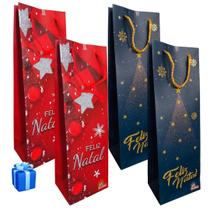Sacola Kit Embalagem Presente Natal Vinho 36cm Com Brilho Gliter 4 Unid Ilustrado - Art Christmas Sacola Kit Embalagem Presente Natal Vinho 36cm Com Brilho Gliter 4 Unid Ilustrado - Art Christmas