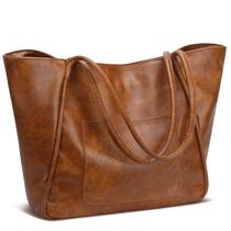 Sacola KKXIU grande para mulheres de couro vintage envelhecido Sacola KKXIU grande para mulheres de couro vintage envelhecido