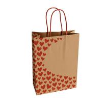 Sacola Kraft Coração G C/100 Un LOVE, Dia dos Namorados, Eu Te Amo, Presente Romântico