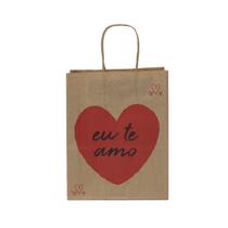 Sacola kraft dia das maes eu te amo 23,5x10x31,5cm c/ 30 un