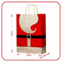 Sacola Kraft Feliz Natal Papai Noel 10 Unidades -18x10x25 PP - Dalpack Embalagens