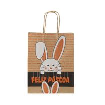 Sacola kraft feliz pascoa m 17,5x8,5x21,5cm com 100 un.