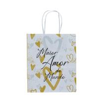 Sacola kraft maior amor do mundo 23,5x10x31,5cm c/ 10 un