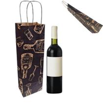 Sacola Kraft para Vinhos / Garrafas com Fundo Reforçado e Alça Torcida - Pacote com 25 Unidadess
