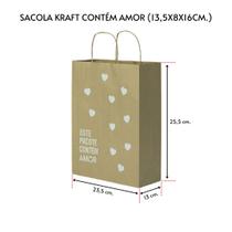 Sacola Kraft Pequena De Coração Amor 13,5x8x16 C/ 10 Un.