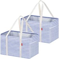 Sacola LHZK 47x30x29 cm, dobrável, reutilizável, pacote com 2 unidades, azul