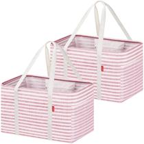 Sacola LHZK, pacote com 2, dobrável, rosa, 47x30x29 cm