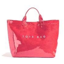 Sacola Lushandy PVC feminina com estampa de letras impermeável rosa Sacola Lushandy PVC feminina com estampa de letras impermeável rosa