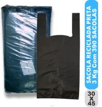 Sacola Mercado Plástica Reciclada Reforçada Preta 3kg C/ Nfe - Extrusa Pack