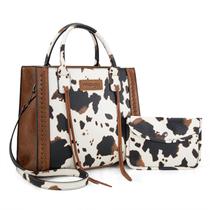 Sacola Montana West Wrangler Cow Print para mulheres e carteira Sacola Montana West Wrangler Cow Print para mulheres e carteira