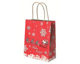 Sacola Natal Kraft Trenó 17,5x8,5x21,5cm 10 Unidades