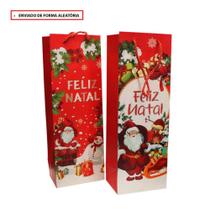 Sacola Natal Premium pra Vinho Presente Com Alça Resistente 36 cm