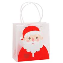 Sacola natalina em plástico transparente estampado para presentes 21,5x10x22