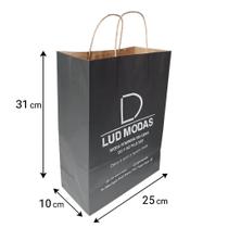 Sacola Papel Klaft Preta 50 Unidades Com Sua Logo tamanho 31x25x10 Sacola Papel Klaft Preta 50 Unidades Com Sua Logo tamanho 31x25x10