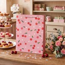 Sacola Papel Kraft Cerejas Dia Das Mães Tamanho Grande Rosa