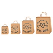 Sacola Papel Kraft Coração 25 Cada Tamanho PP P M G