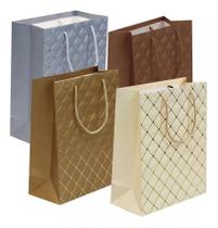 Sacola papel p/ pres. 26x32x12cm tex.gold cod 18566 yazi