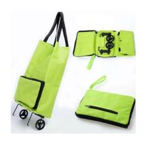 Sacola para Compras Carrinho Dobrável com 2 Rodas 10kg - Verde