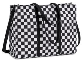 Sacola para laptop BTOOP 15,6" de lona preta e branca quadriculada