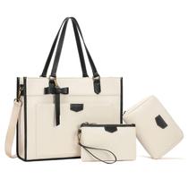 Sacola para laptop Keyli Canvas para mulheres de 15,6" branca