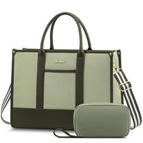 Sacola para laptop LOVEVOOK Canvas de 15,6 polegadas para mulheres verde-preta Sacola para laptop LOVEVOOK Canvas de 15,6 polegadas para mulheres verde-preta