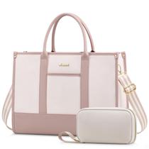 Sacola para laptop LOVEVOOK Canvas Work 15,6 polegadas rosa para mulheres Sacola para laptop LOVEVOOK Canvas Work 15,6 polegadas rosa para mulheres