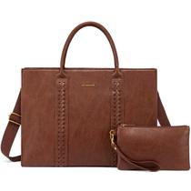 Sacola para laptop LOVEVOOK de couro vintage de 17 polegadas marrom feminina