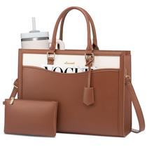 Sacola para laptop LOVEVOOK Leather Office Work 15,6" marrom