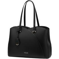 Sacola para laptop LOVEVOOK para mulheres em couro preto de 15,6 polegadas
